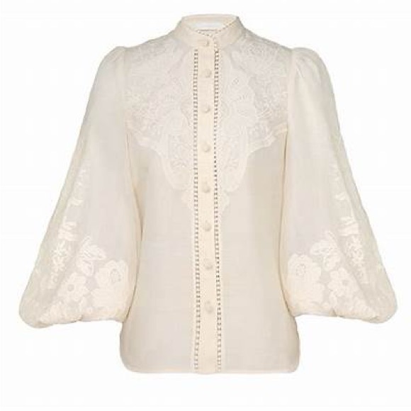 Zimmermann Tops - ZIMMERMANN CREAM OTTIE EMBROIDERED BLOUSE AU 1, US 6 Small